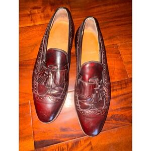 Johnson & Murphy Wingtip Tassel Loafer Burgundy Leather Men's Dress Shoes Size 9